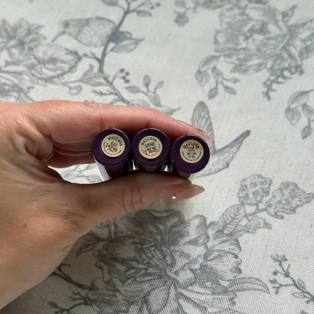 Vintage Lot 3 Mini Avon Curl & Color Mascara Sapphire Black Green Prop 80s New